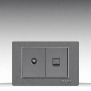 C5 Plastic Gray - Bộ ổ cắm Tivi + Internet Size M - Nhựa xước