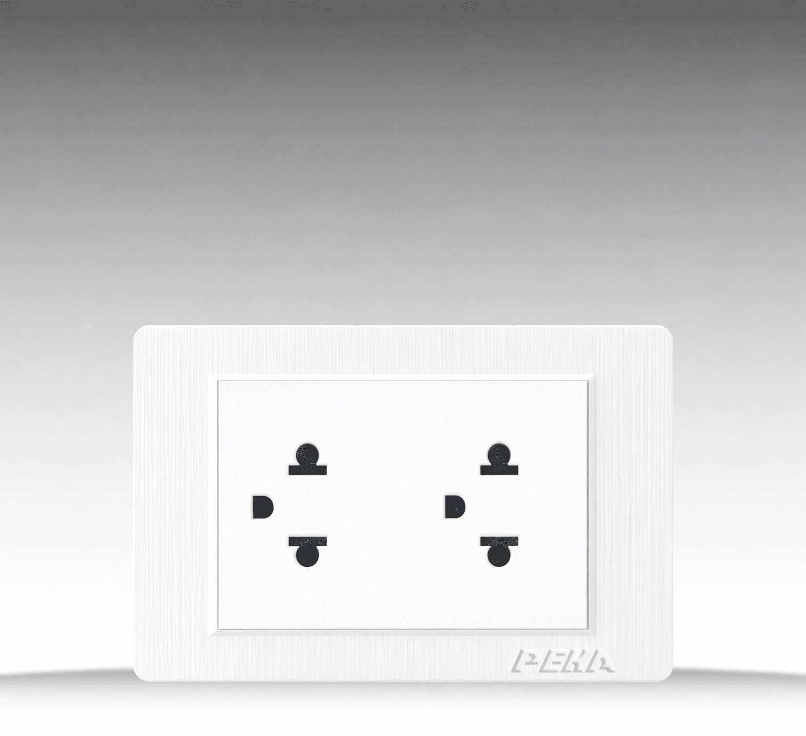 C1 Plastic White - Bộ ổ cắm đôi 3 chấu Size L - Nhựa xước, màu trắng ngọc trai