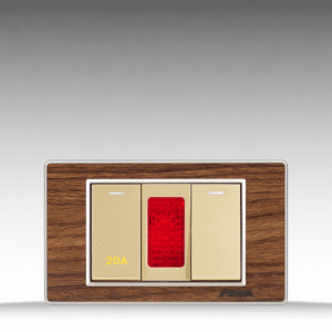 Nova Wood Series - Bộ 1 công tắc + CT 20A + Đèn báo size S - Arcylic Vân Gỗ