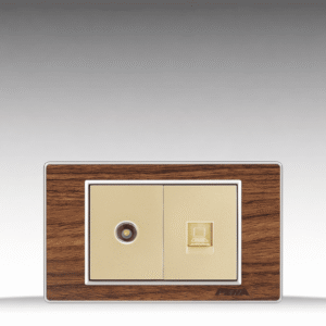 Nova Wood Series - Bộ ổ cắm Tivi + Internet size M - Arcylic Vân Gỗ