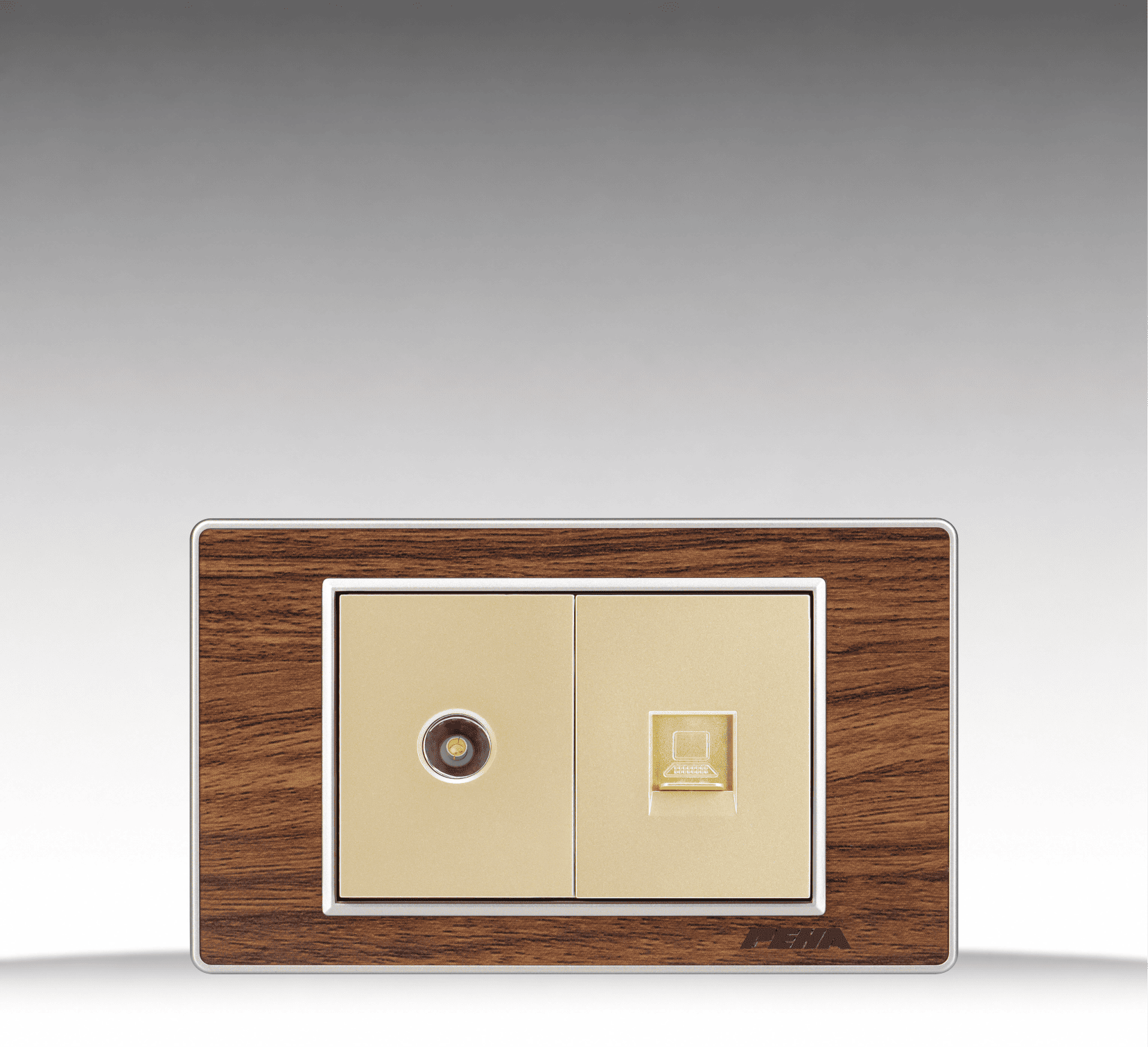 Nova Wood Series - Bộ ổ cắm Tivi + Internet size M - Arcylic Vân Gỗ