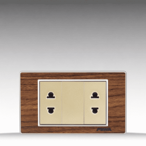 Nova Wood Series - Bộ ổ cắm đôi 2 chấu size S - Arcylic Vân Gỗ