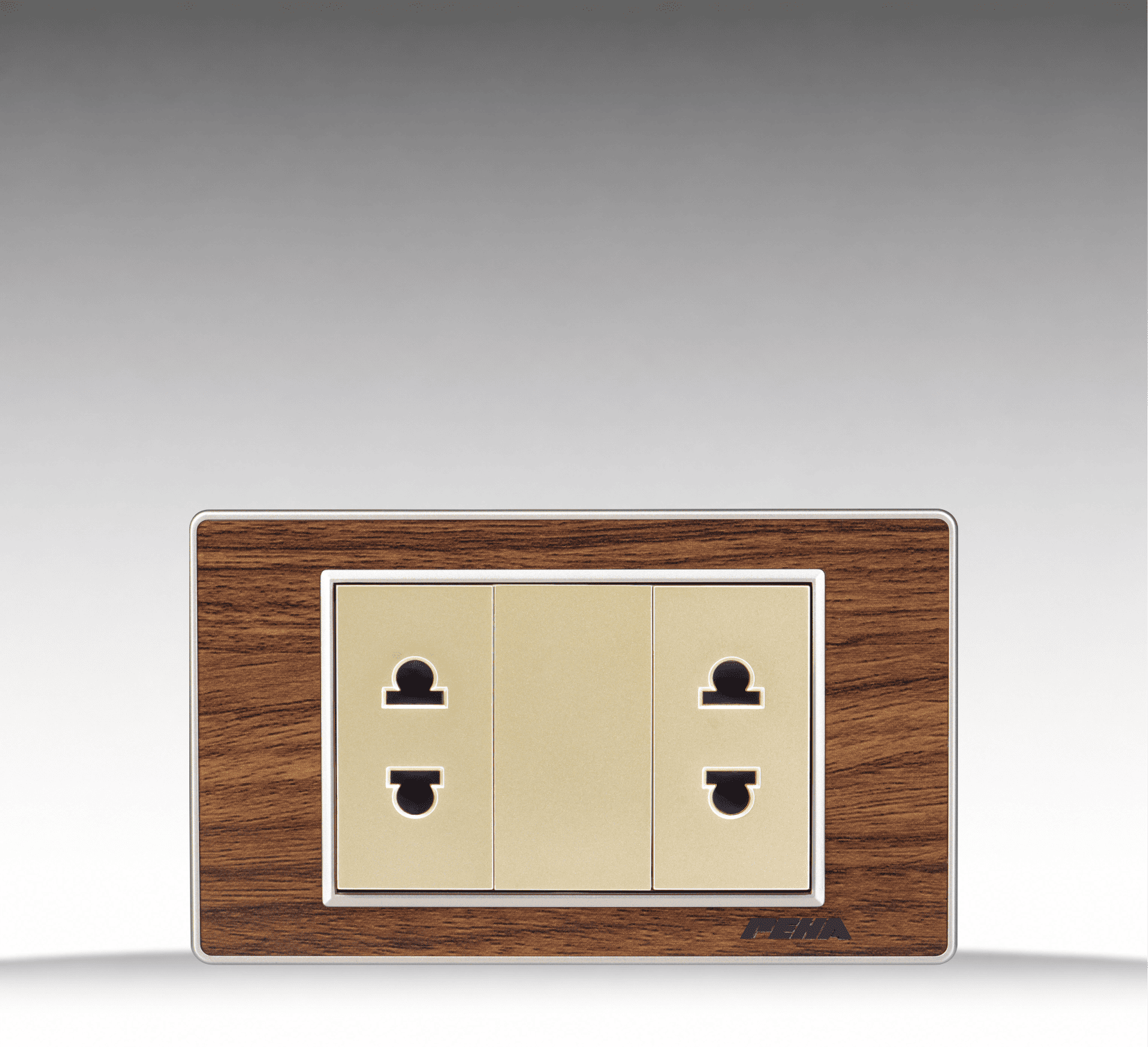Nova Wood Series - Bộ ổ cắm đôi 2 chấu size S - Arcylic Vân Gỗ