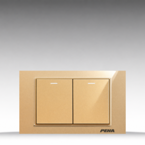 Aura Kantig Glass Gold - Bộ 2 công tắc Size M - Kính cường lực cao cấp