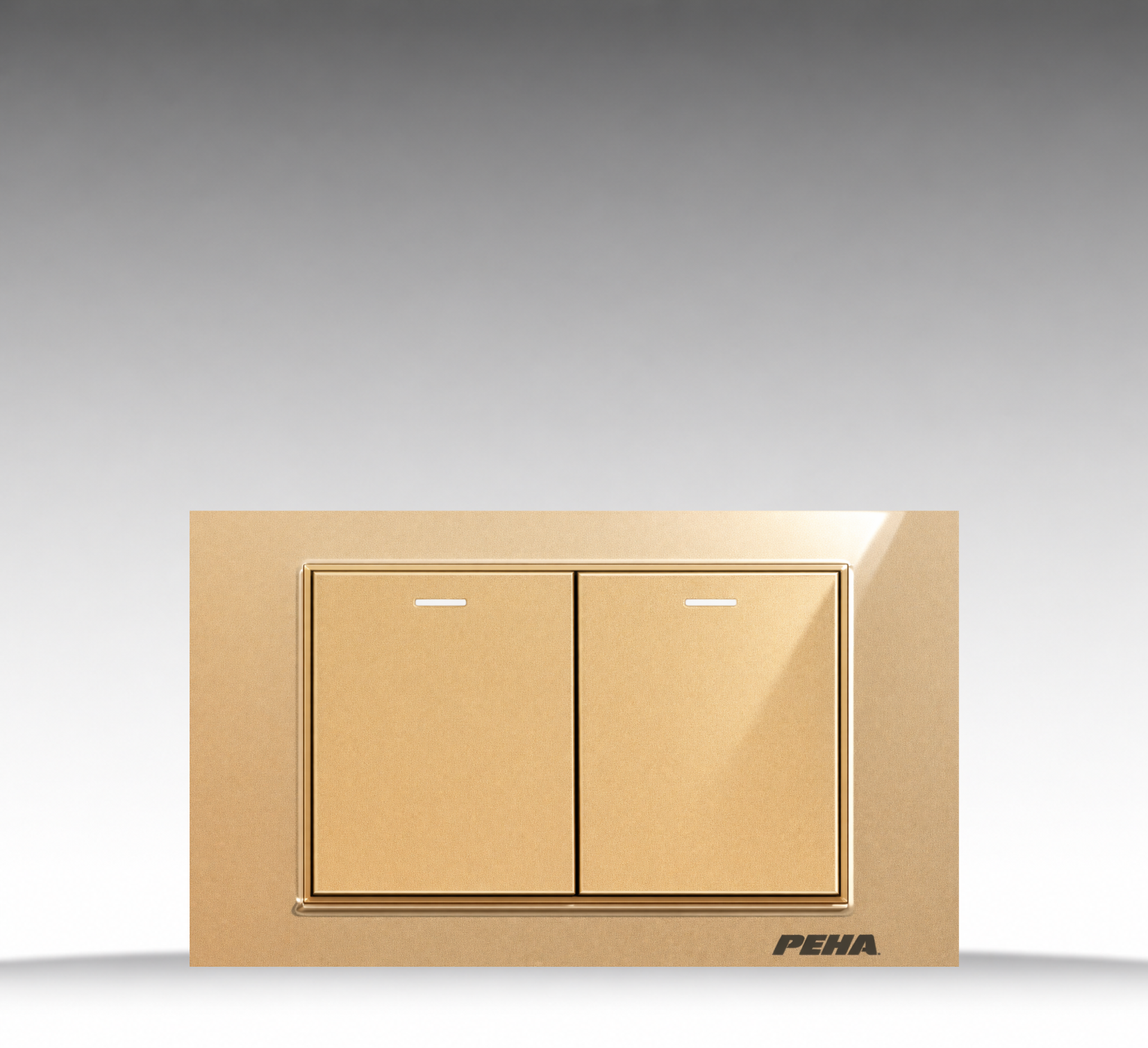 Aura Kantig Glass Gold - Bộ 2 công tắc Size M - Kính cường lực cao cấp