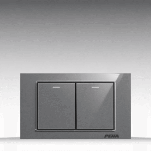 Aura Kantig Glass Gray - Bộ 2 công tắc Size M - Kính cường lực cao cấp