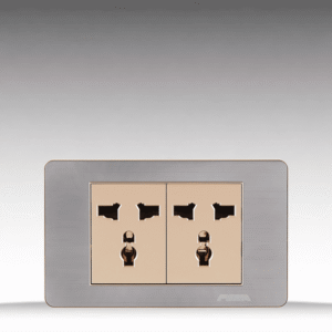 V9 Steel - Bộ 2 ổ cắm đơn 3 chấu Size M - Thép không gỉ