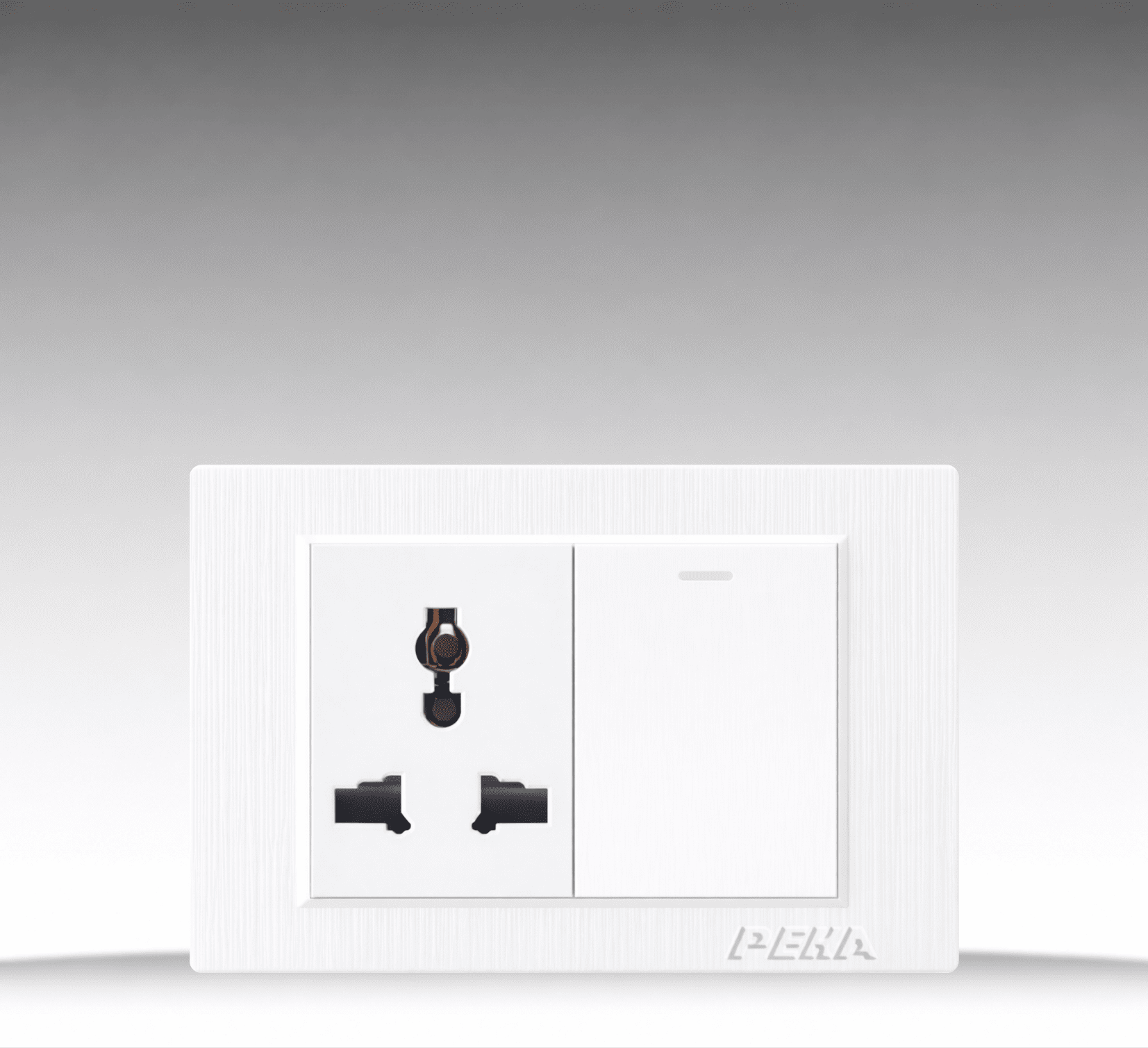 C1 Plastic White - Bộ 1 công tắc + Ổ cắm đơn 3 chấu Size M - Nhựa xước, màu trắng ngọc trai
