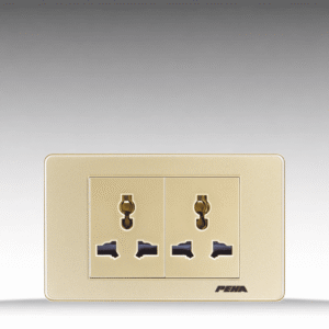 V10 Arcylic Gold - Bộ 2 ổ cắm đơn 3 chấu Size M - Nhựa dẻo, chống cháy