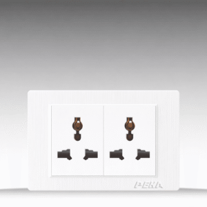C1 Plastic White - Bộ 2 ổ cắm đơn 3 chấu Size M - Nhựa xước, màu trắng ngọc trai