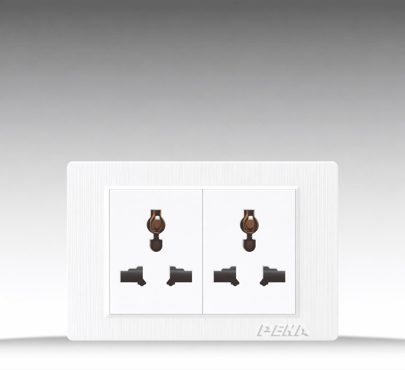 C1 Plastic White - Bộ 2 ổ cắm đơn 3 chấu Size M - Nhựa xước, màu trắng ngọc trai