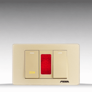 V10 Arcylic Gold - Bộ 1 công tắc + CT 20A + Đèn báo Size S - Nhựa dẻo, chống cháy