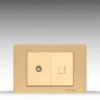 C5 Plastic Gold – Bộ ổ cắm Tivi + Internet Size M – Nhựa xước