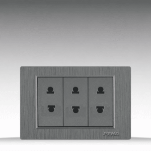 C5 Plastic Gray - Bộ 3 ổ cắm đơn 2 chấu Size S - Nhựa xước