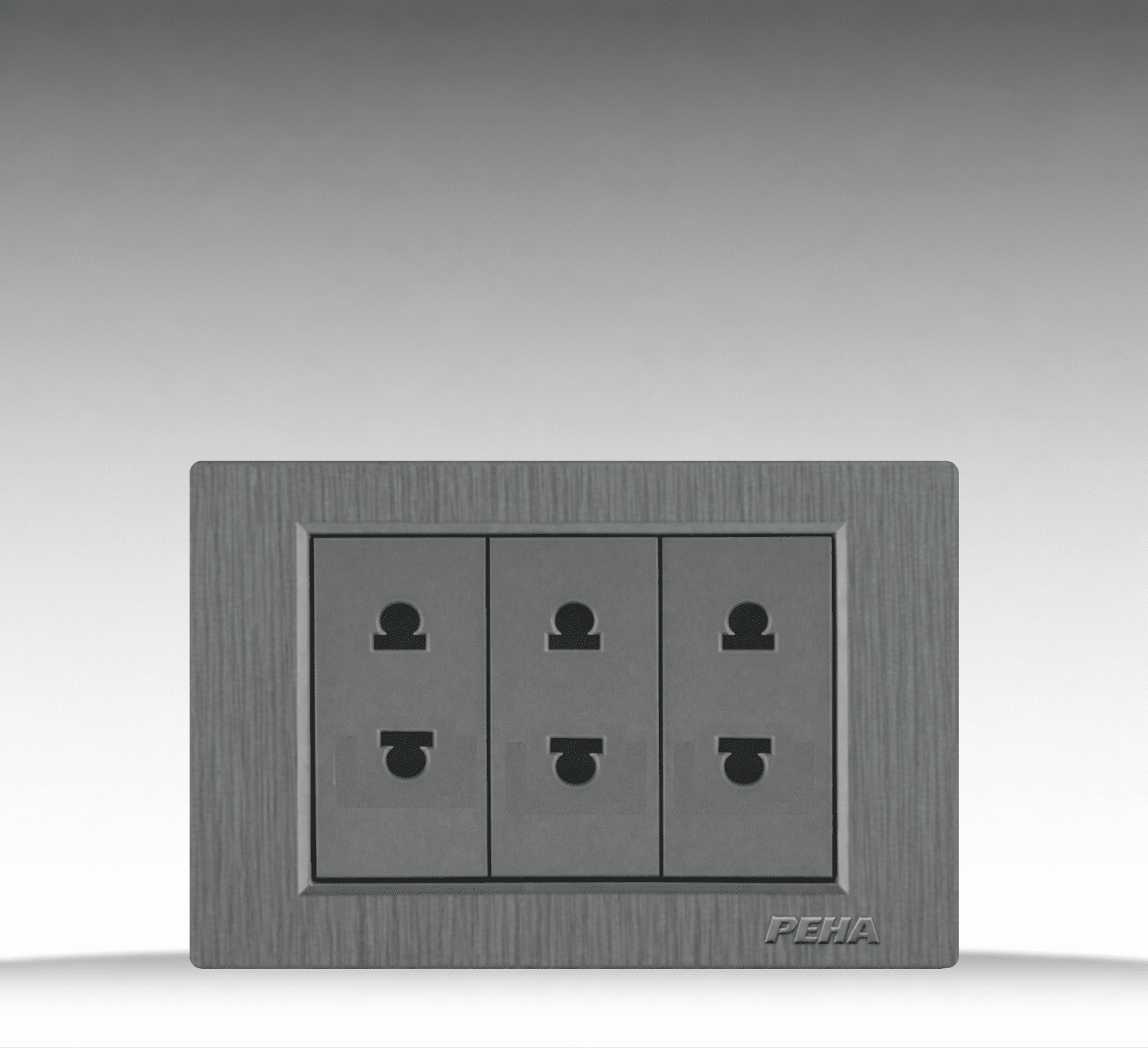C5 Plastic Gray - Bộ 3 ổ cắm đơn 2 chấu Size S - Nhựa xước