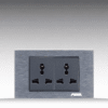 NOVA Aluminum Series - Bộ ổ cắm đôi 3 chấu size M - Nhôm xước
