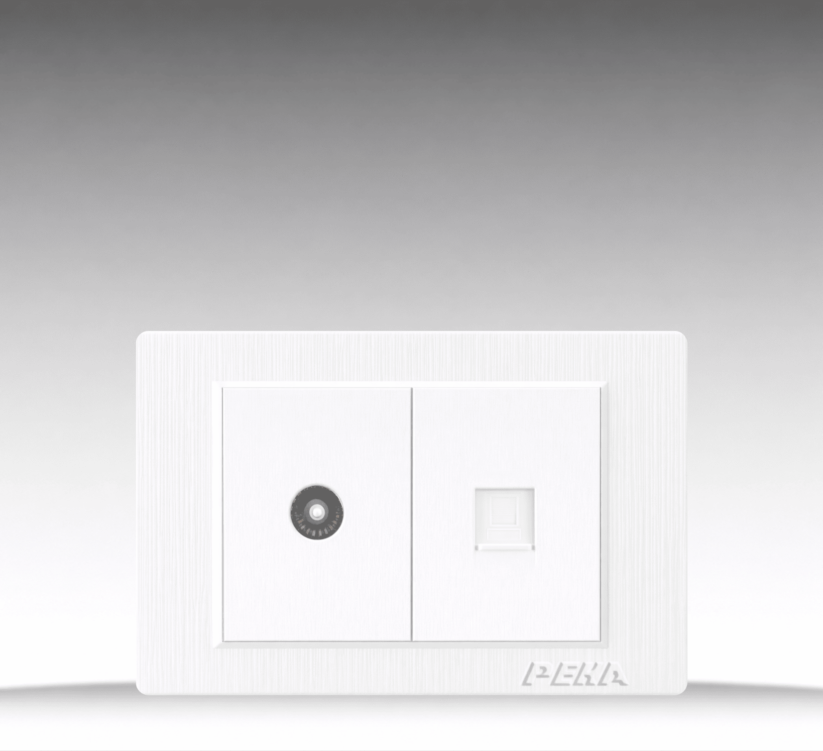 C1 Plastic White - Bộ ổ cắm Tivi + Internet Size M - Nhựa xước, màu trắng ngọc trai