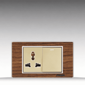 Nova Wood Series - Bộ 1 công tắc + Ổ cắm đơn 3 chấu size M - Arcylic Vân Gỗ