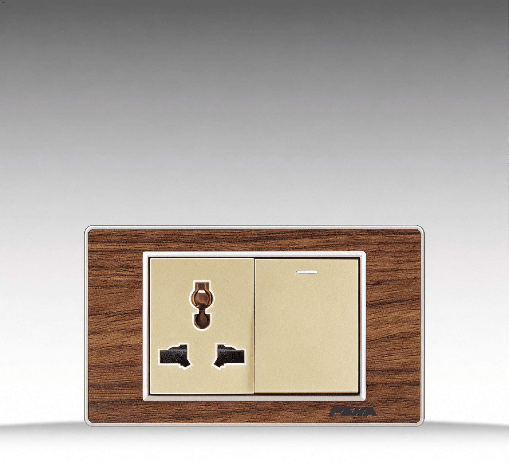 Nova Wood Series - Bộ 1 công tắc + Ổ cắm đơn 3 chấu size M - Arcylic Vân Gỗ
