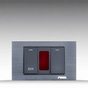 NOVA Aluminum Series - Bộ 1 công tắc + CT 20A + Đèn báo size S - Nhôm xước