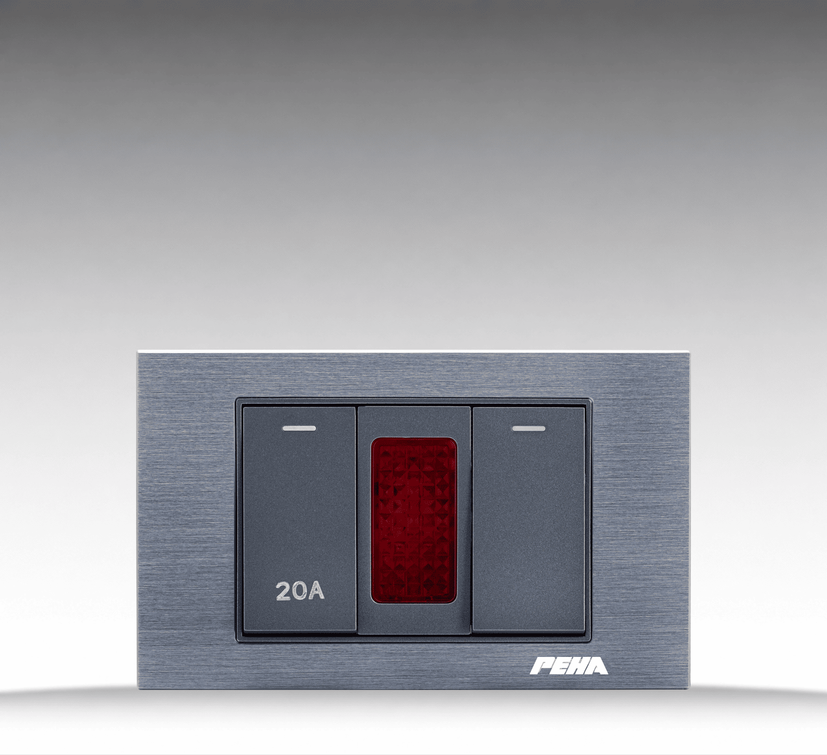 NOVA Aluminum Series - Bộ 1 công tắc + CT 20A + Đèn báo size S - Nhôm xước