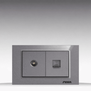 Aura Kantig Glass Gray - Bộ ổ cắm Tivi + Internet Size M - Kính cường lực cao cấp