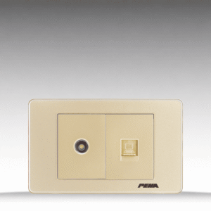 V10 Arcylic Gold - Bộ ổ cắm Tivi + Internet Size M - Nhựa dẻo, chống cháy