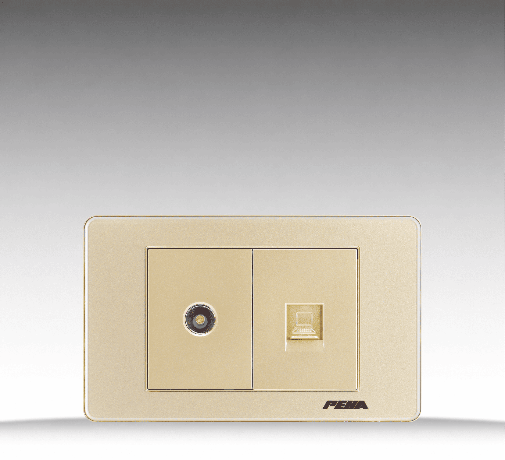 V10 Arcylic Gold - Bộ ổ cắm Tivi + Internet Size M - Nhựa dẻo, chống cháy