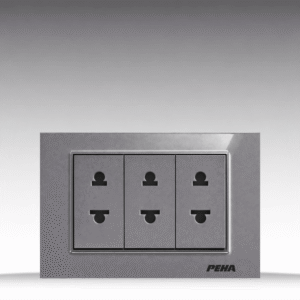 Aura Kantig Glass Gray - Bộ 3 ổ cắm đơn 2 chấu Size S - Kính cường lực cao cấp