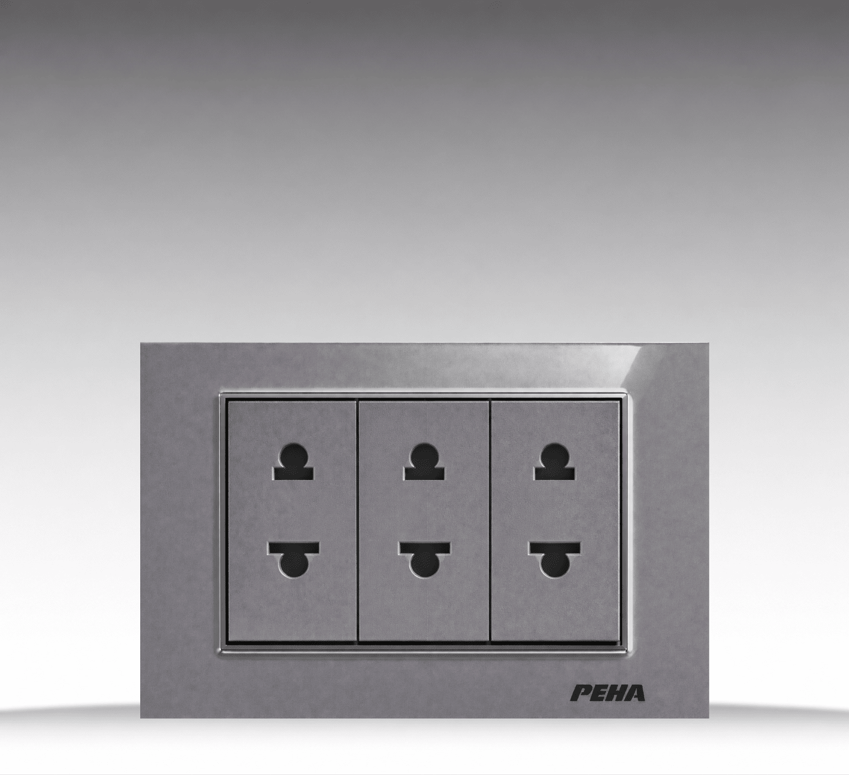 Aura Kantig Glass Gray - Bộ 3 ổ cắm đơn 2 chấu Size S - Kính cường lực cao cấp