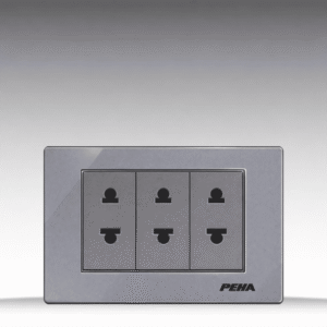 V10 Arcylic Gray - Bộ 3 ổ cắm đơn 2 chấu Size S - Nhựa dẻo, chống cháy