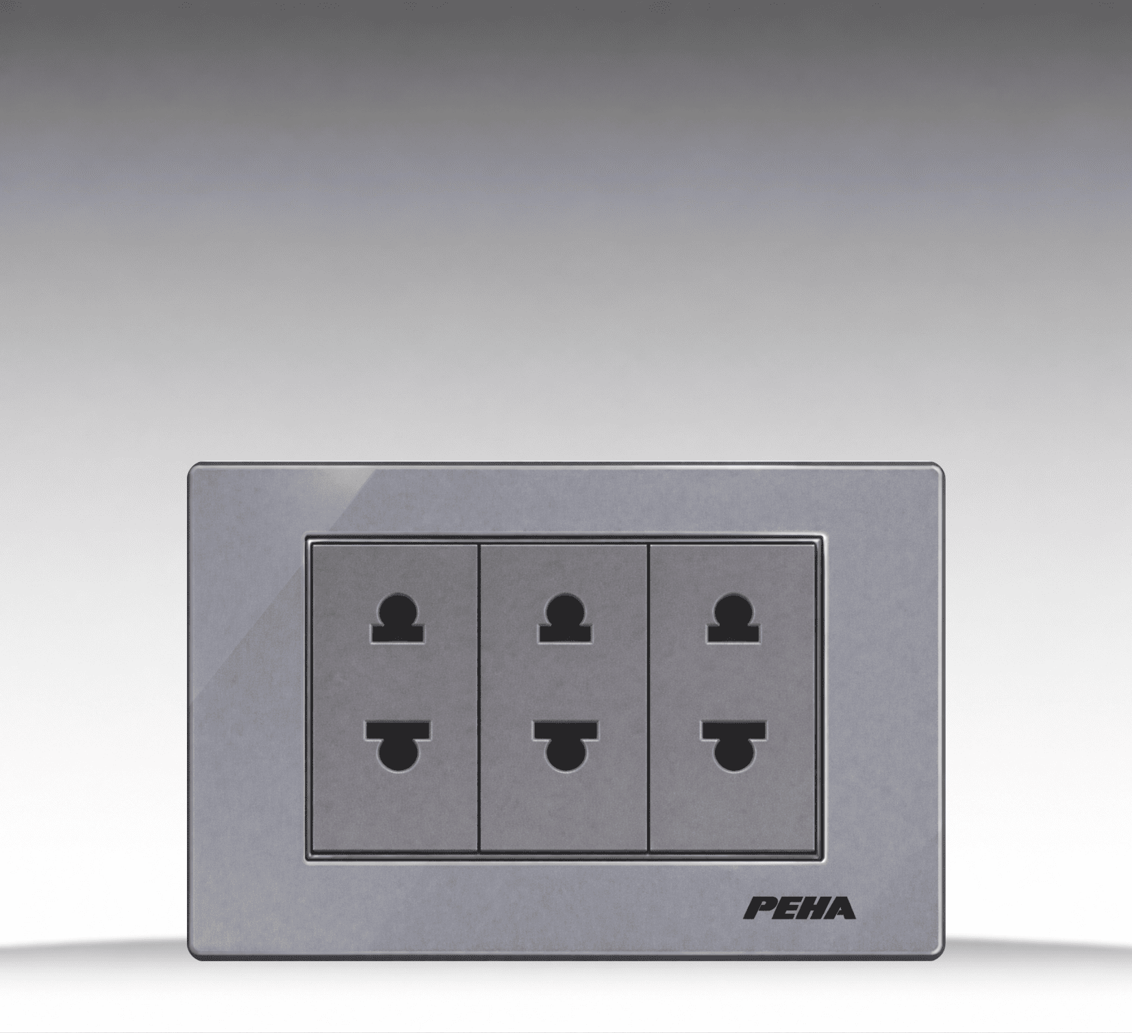 V10 Arcylic Gray - Bộ 3 ổ cắm đơn 2 chấu Size S - Nhựa dẻo, chống cháy