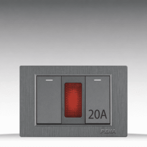 C5 Plastic Gray - Bộ 1 công tắc + CT 20A + Đèn báo Size S - Nhựa xước