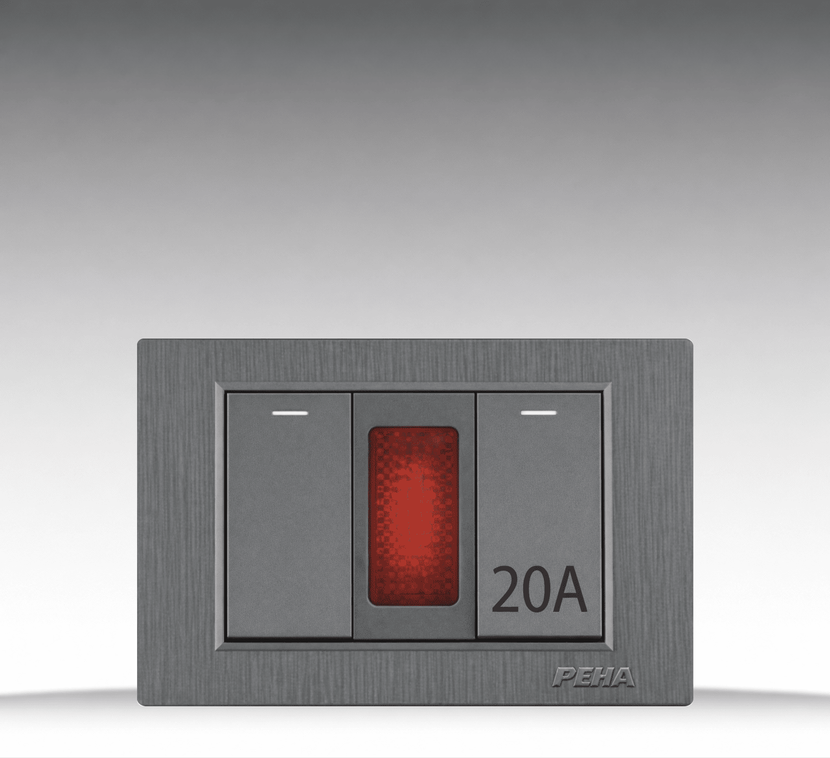 C5 Plastic Gray - Bộ 1 công tắc + CT 20A + Đèn báo Size S - Nhựa xước