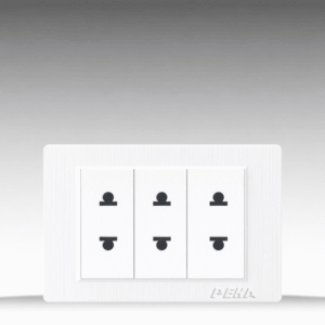 C1 Plastic White - Bộ 3 ổ cắm đơn 2 chấu Size S - Nhựa xước, màu trắng ngọc trai