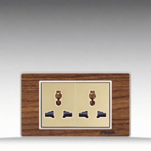 Nova Wood Series - Bộ ổ cắm đôi 3 chấu size M - Arcylic Vân Gỗ