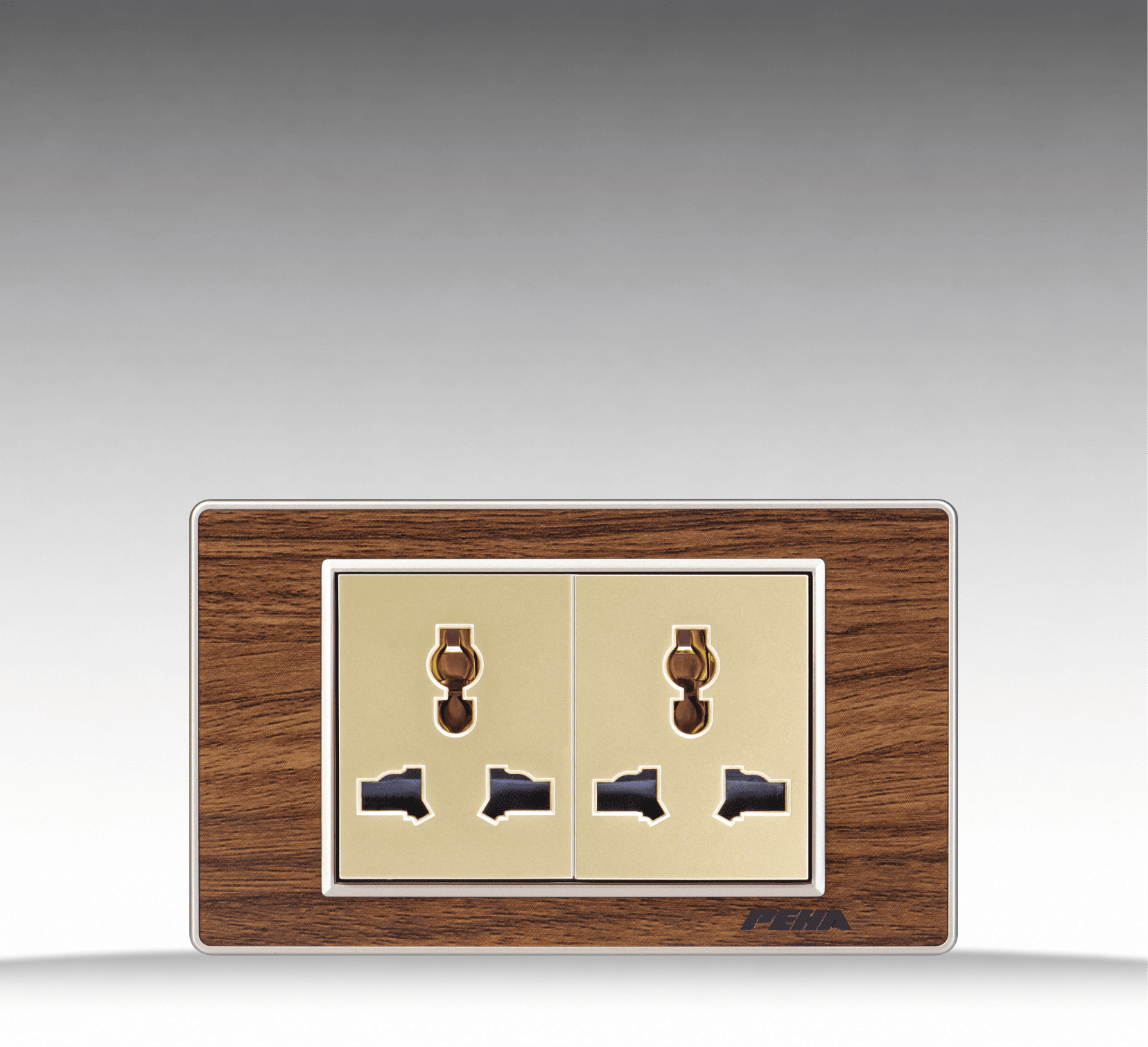Nova Wood Series - Bộ ổ cắm đôi 3 chấu size M - Arcylic Vân Gỗ