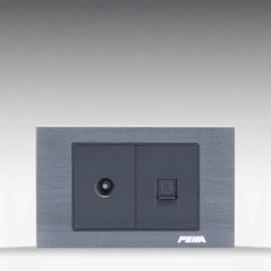 NOVA Aluminum Series - Bộ ổ cắm Tivi + Internet Size M - Nhôm xước