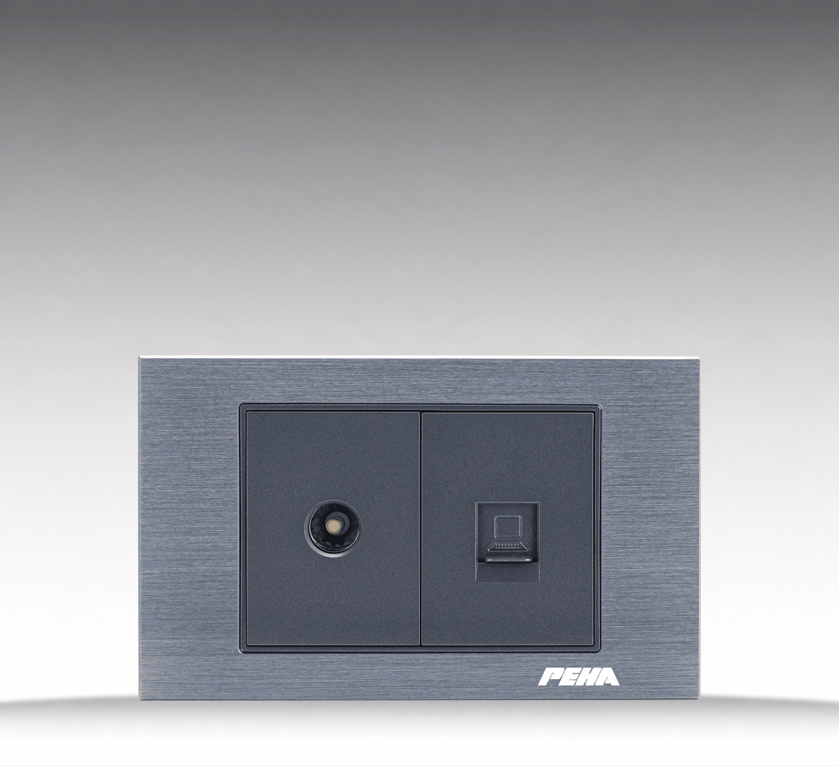 NOVA Aluminum Series - Bộ ổ cắm Tivi + Internet Size M - Nhôm xước